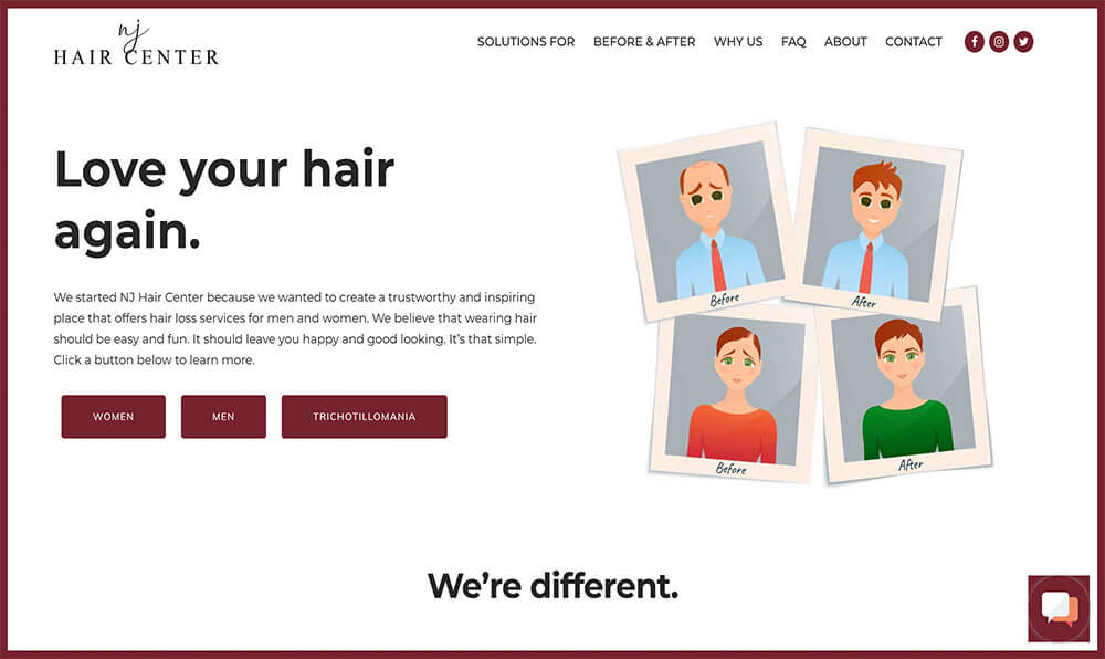 Eighty6 Portfolio - NJ Hair Center New Website